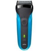 Braun Series 3 310 Electric Shaver Wet & Dry Electric Razor for Men with 3 Flexible Blades Rechargeable and Cordless Electric Foil Washable Shaver Black/Blue, 2 pin plug