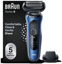 Braun Series 6 Electric Shaver for Men with Precision Beard Trimmer, Wet & Dry, Rechargeable, Cordless Foil Razor, Blue, 60-B1200s