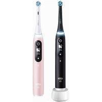 Oral-B iO6 Black Lava & Pink Sand Electric Toothbrush Duo Pack + Oral-B iO Ultimate Clean Black Toothbrush Heads, Pack of 4 Counts + Oral-B iO Ultimate Clean White Toothbrush Heads, Pack of 4 Counts