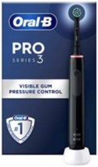 Oral-B Pro 3 Electric Toothbrush with Smart Pressure Sensor, 1 Cross Action Toothbrush Head, 3 Modes with Teeth Whitening, Gifts for Men/Women, 2 Pin UK Plug, 3000, Black