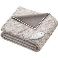 Beurer HD 75 Cosy Nordic Heated Blanket, Comfortable Fur Electric Blanket with 6 Temperature Settings, Machine Washable, with Auto Shut-Off, Beige/Brown