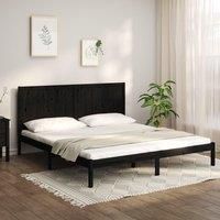 Bed Frame Black Solid Wood Pine 200x200 cm
