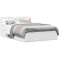 Bed Frame with Headboard White 120x190 cm Small Double Solid Wood Pine