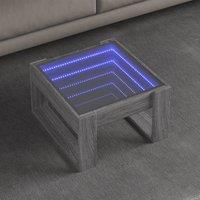 Coffee Table with Infinity LED Grey Sonoma 50x53x30 cm