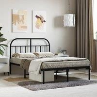 Metal Bed Frame with Headboard Black 120x190 cm Small Double