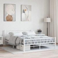 Bed Frame White Metal 160x200 cm