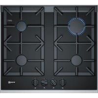 NEFF T26TA49N0 4 BURNER GAS ON GLASS HOB IN BLACK WITH STAINLESS STEEL TRIM