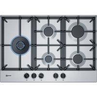 Neff T27DS79N0 75cm Five Burner Gas Hob Stainless Steel With Cast Iron Pan Stands