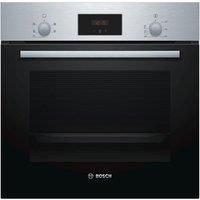 Bosch Serie 2 HHF113BR0B Stainless Steel Single Electric Oven with A Energy Efficiency, 66 Litre Capacity, Electronic Clock Timer And Enamel Interior