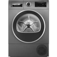 Bosch, Series 6, WQG245R1GB, 9kg, Heat Pump Tumble Dryer with SelfCleaning Condenser, Hygiene Plus, Half Load, AutoDry, Drum interior light, Silver/Black door