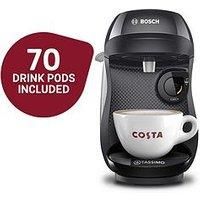 Tassimo By Bosch Happy Friendly Pod Coffee Machine With 70 Drinks Value Starter Bundle, Tas102Egbc - Black