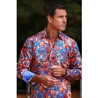 CLAUDIO LUGLI Men's Psychedelic Symphony Print Shirt in Blue | Size: 2XL