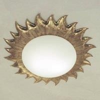 Hollnder Golden ceiling lamp SONNE with matte opal glass