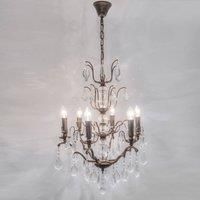 Hollnder Cristallo chandelier, 6-bulb, antique golden brown