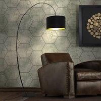 Hollnder Bambus Arco arc floor lamp, dark brown, gold