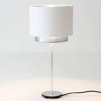 Hollnder Mattia table lamp, white/silver Perla silk