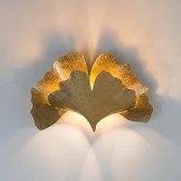 Hollnder Ginkgo wall light, gold-coloured, width 38 cm, iron