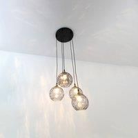 Hollnder Milano pendant light, 5 smoked glass lampshades