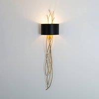 Hollnder Elba lungo wall light, gold/black, height 144 cm, iron