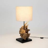 Hollnder Filicudi table lamp, beige/wood-coloured, height 60 cm, linen