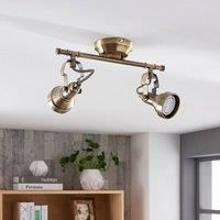 Ceiling Light /'Perseas/' dimmable (Industrial Design) in Bronze Made of Metal for e.g. Living Room & Dining Room (2 Light Sources, GU10) from Lindby | Ceiling lamp, lamp