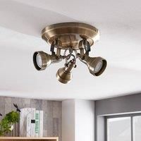 Lindby Ceiling Light /'Perseas/' dimmable (Industrial Design) in Bronze Made of Metal for e.g. Living Room & Dining Room (3 Light Sources, GU10) from Ceiling lamp, lamp