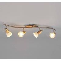 4-light wooden ceiling light Marena with E14 LEDs