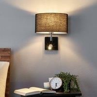 Black fabric wall lamp Karla with LED reading lamp