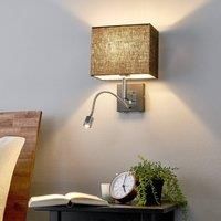 Black fabric wall lamp Rebekka, LED reading arm