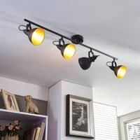 Lindby Black and golden kitchen spotlight Julin, 4 bulbs