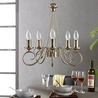 Marnia chandelier in antique brass, 5-bulb