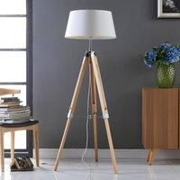 Katie floor lamp with a three-legged wooden stand