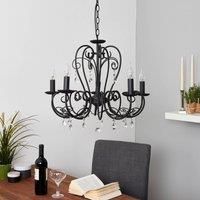5-bulb chandelier Sophina in black