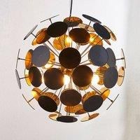 Lindby Hanging lamp Kinan with panes in black and gold