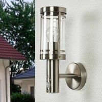 Outdoor Wall Light /'Djori/' with Motion Detector (Modern) in Silver Made of Stainless Steel (1 Light Source, E27) from Lindby | Wall lamp for Exterior/Interior Walls, House, Terrace und Balcony