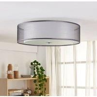 Lindby Tobia fabric ceiling lamp, organza, grey