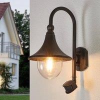 Lindby Daphne outdoor wall light, antique black, sensor