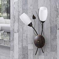 LED Wall Light /'Stefania/' (Antique, Vintage) in Brown Made of Glass for e.g. Living Room & Dining Room (2 Light Sources, E14) from Lindby | Wall Lighting, Wall lamp