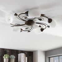 Lindby  LED Ceiling Light 'Stefania' (antique, vintage) in Brown made of Metal (5 light sources, E14) from ceiling lamp, lamp