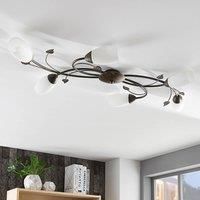 Lindby  LED Ceiling Light 'Stefania' (antique, vintage) in Brown made of Glass (6 light sources, E14) from ceiling lamp, lamp