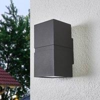 Lucande Gabriela dark grey LED outdoor wall lamp, two-bulb
