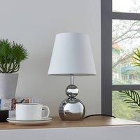 Lindby White fabric table lamp Andor with chrome base