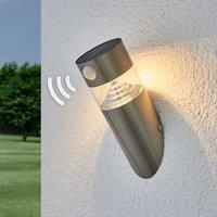 Lindby Solar Wall Light /'Kalypso/' with Motion Detector (Modern) in Silver Made of Stainless Steel (1 Light Source,) from Solar lamp, Garden Solar Light