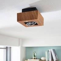 Vince LED ceiling light, 14 x 14Â cm, wooden optic
