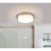 Lindby Glossy chrome LED ceiling light Cordula, IP44