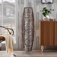 Nias rounded floor lamp made of rattan and fabric