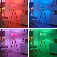 Lindby Alessa floor lamp, tripod, fabric lampshade