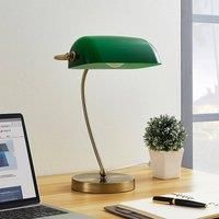 Selea bankerâ€™s light with a green lampshade