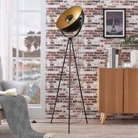 Lindby Black-golden tripod floor lamp Meline