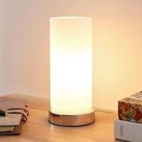 Cylindrical glass table lamp Elianna, chrome base